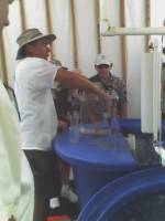 011-17-06_1419 The guy in the Aussie hat is the seahorse farmer.  He's reaching into a tank to show us one.